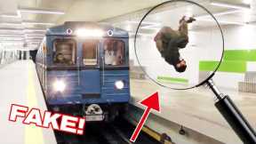 FAKE flip in front of subway train EXPOSED!