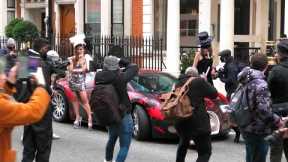 BUGATTI Veyron gets SWARMED by Models and paparazzi in Central London!