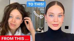 How To Look Chic In 10 Minutes! Easy & Natural Everyday Makeup | Easy Bun & Makeup | Emily DiDonato