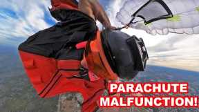 SCARY PARACHUTE MALFUNTION!   Wingsuit Skydiving Cut-Away