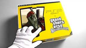 PS2 GTA San Andreas Console Unboxing + Definitive Edition Gameplay