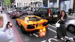 Why NOT to cross the road behind a flaming LIBERTY WALK Lamborghini...