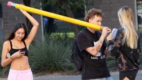 PICKING UP GIRLS WITH A GIANT PENCIL!!