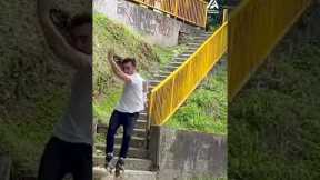Guy Attempts Single Legged Tricks on Staircase's Railing | People Are Awesome #extremesports