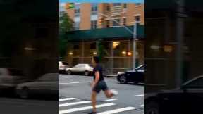 Man Runs Down City Street | People Are Awesome #shorts #weekend