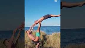 Trio Performs Unique Balancing Act | People Are Awesome #shorts