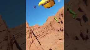 Wing Suit Diver Performs Flip Off Rope Swing | People Are Awesome #shorts