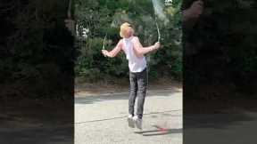 Guy Backflips Over Flaming Jump Rope | People Are Awesome #shorts #backflip