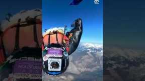 Sledding Off A Cliff & More Epic Wing Suit Flights | Big Air | People Are Awesome #shorts