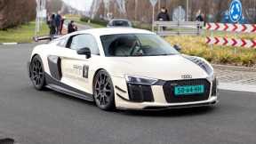 Audi R8 V10 Plus Performance Parts with Akrapovic Exhaust - LOUD Accelerations & Downshifts !