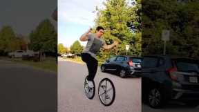 Guy Shows Off Amazing Trick With Two Unicycles | People Are Awesome #shorts