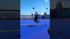 Hockey Player Hits Multiple Surf Boards With Puck | People Are Awesome #shorts
