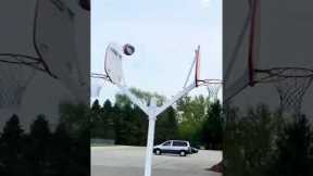 Guy Bounces Basketball Off Wall and into the Basket