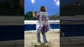 Guy Does Incredible Mid-Air Flip on Skateboard