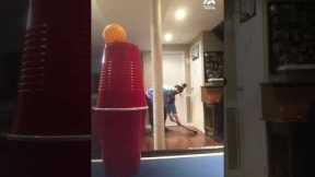 Guy Performs Amazing Trickshot Using Cups And a Ping Pong Ball