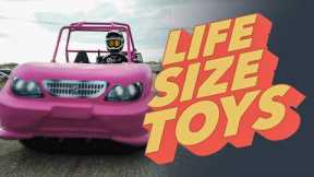 Life Size Toys: Pastrana Races a Barbie Car